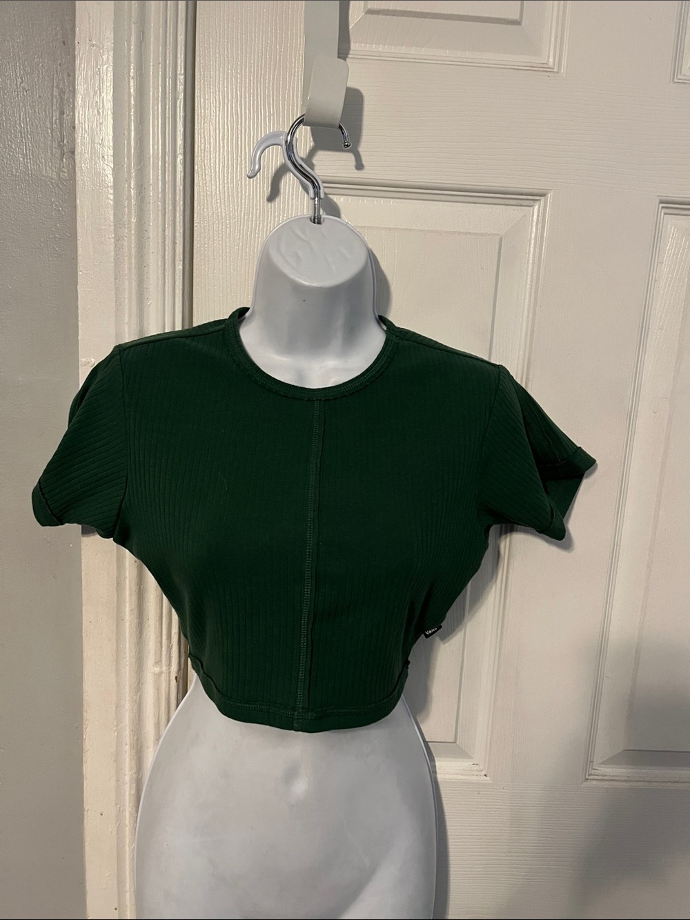 Vans Waverly Green Ribbed Fitted Crop Top - Women Tops